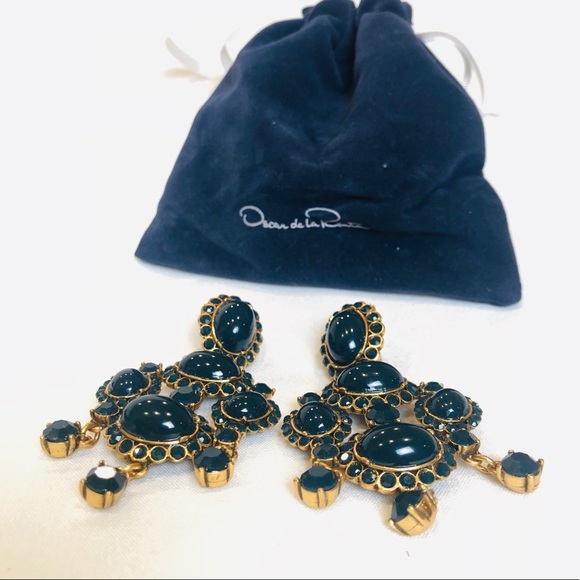 Oscar de la Renta Jewelry - Oscar De La Renta Midnight Blue Gold Earrings